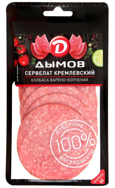 Колбаса «Дымов» Сервелат Кремлевский варено-копченый в нарезке, 110 г ...