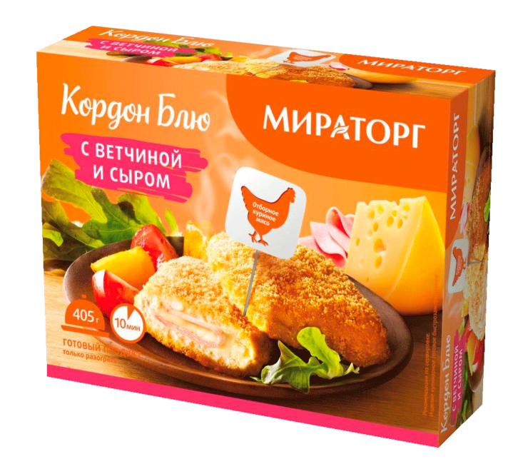 Кордон блю «Мираторг» с ветчиной и сыром, 405 г – купить по приятной ...