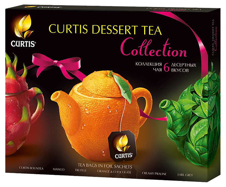 Curtis Dessert Tea collection 30 сашетов. Чай Curtis Dessert Tea collection 30 сашетов. Чайный набор Curtis Dessert Tea collection ассорти 6 вкусов, 30x1,95 г. Чайное ассорти чай Кертис.