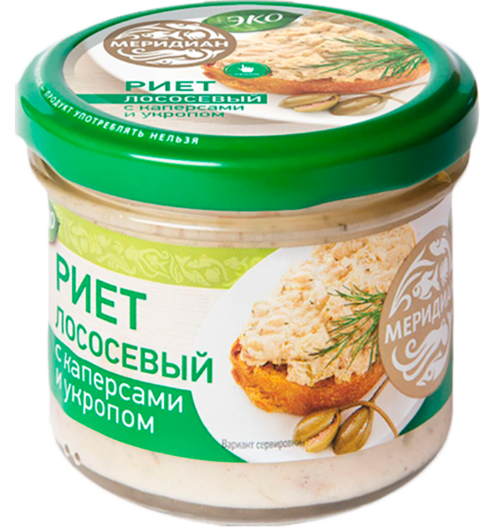 Риет «Меридиан» Лососевый, с каперсами и укропом, 100 г – купить по ...