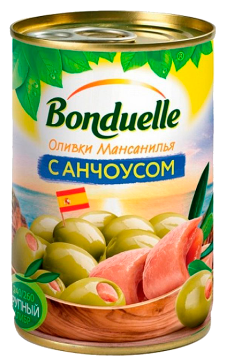 Оливки Мансанилья «Bonduelle» фаршированные анчоусом, 314 мл – купить ...