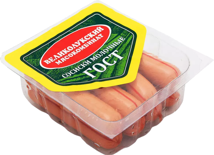 Сосиски «Великолукский мясокомбинат» Молочные ГОСТ, 330 г – купить по ...