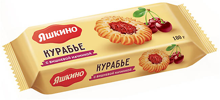 «Яшкино»,печенье«Курабьесвишнёвымджемом»,180г
