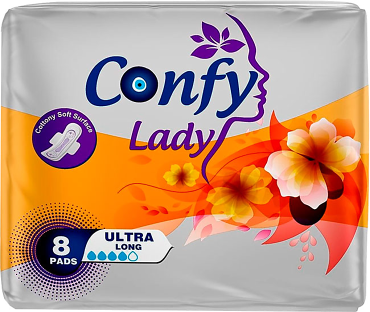 Прокладки Confy Lady Ultra Long, 8 шт, 74,6 г - купить по цене  производителя с бесплатной доставкой в интернет-магазине KDV