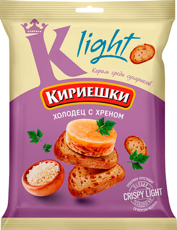 Сухарики со вкусом «Холодец с хреном» «Кириешки Light», 80 г - купить ...