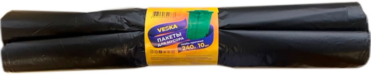 «VESKA» Пакет для мусора ПВД 240 литров, рулон 10 шт. 45 мкр, 810 г ...