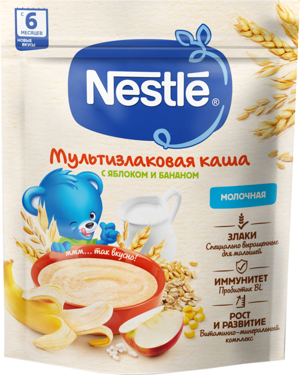 Каша молочная «Nestle» мультизлаковая с яблоком и бананом, 200 г ...