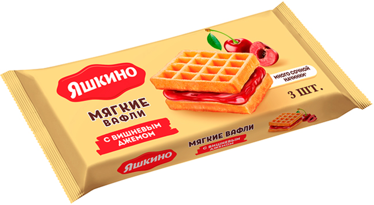Вафли мягкие с вишнёвым джемом «Яшкино», 120 г - купить по цене ...