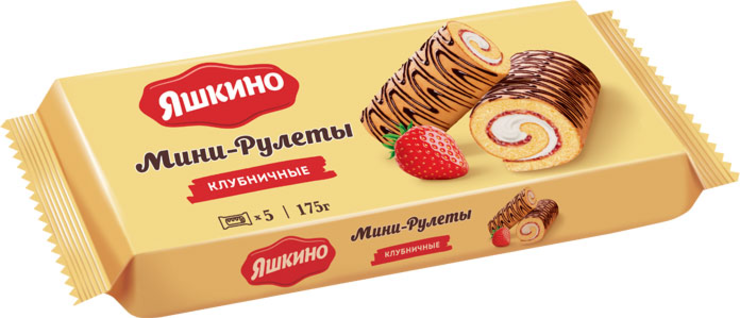 Мини-рулет бисквитный «Клубничный» «Яшкино», 175 г - купить по цене ...