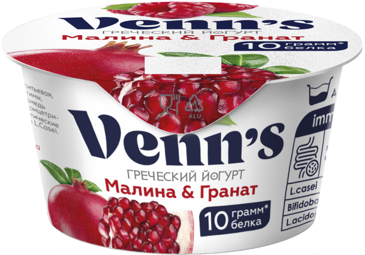 Йогурт 0.1% «Venn′s» Греческий малина-гранат, 130 г – купить по ...