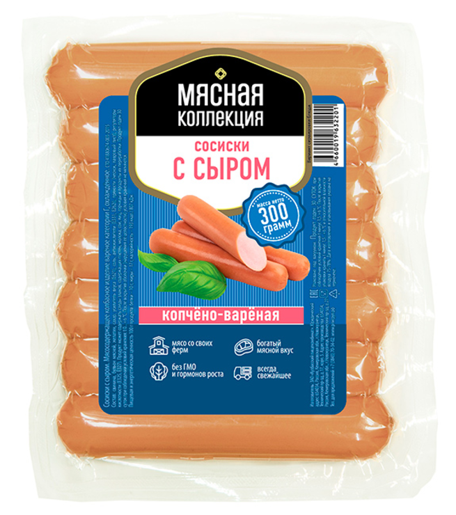 Сосиски «С сыром» «Мясная коллекция», 300 г - купить по цене ...