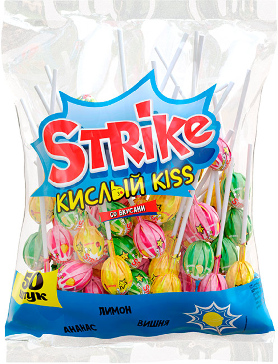 Карамель на палочке «Кислый kiss» «Strike», 565 г - купить по цене ...