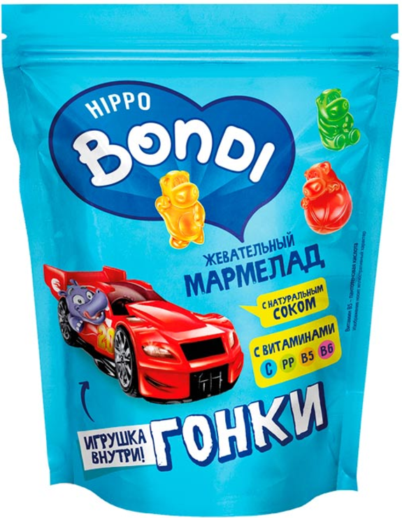 «HIPPOBONDI&FRIENDS»,мармеладжевательныйсигрушкой«Гонки»,100г