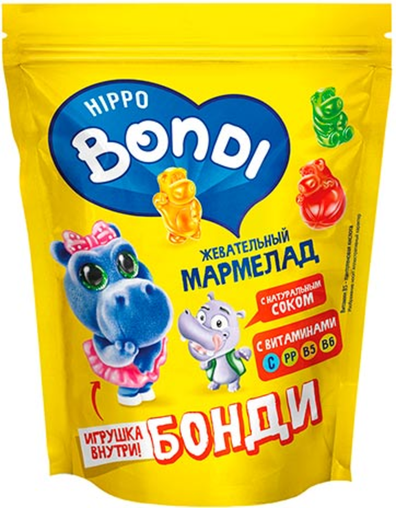 «HIPPOBONDI&FRIENDS»,мармеладжевательныйсигрушкой«Бонди»,100г