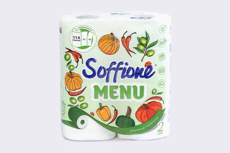 Полотенцабумажные«Soffione»MENU,2рулона