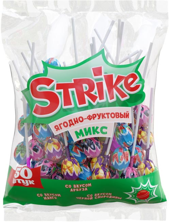 Карамель на палочке «Ягодно-фруктовый микс» «Strike», 565 г - купить по ...
