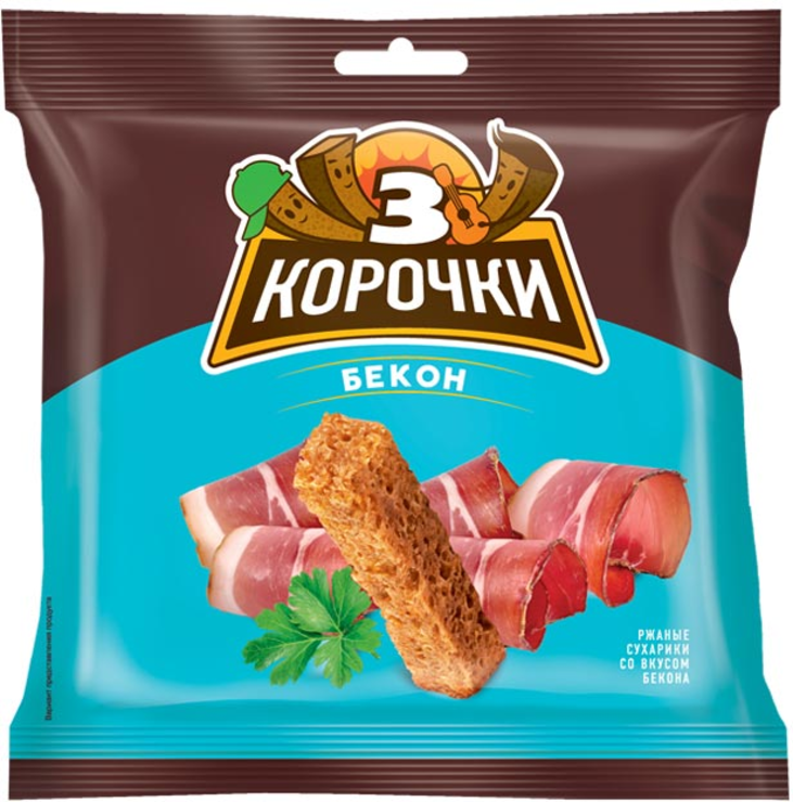 Сухарики со вкусом бекона «3 Корочки», 100 г - купить по цене ...