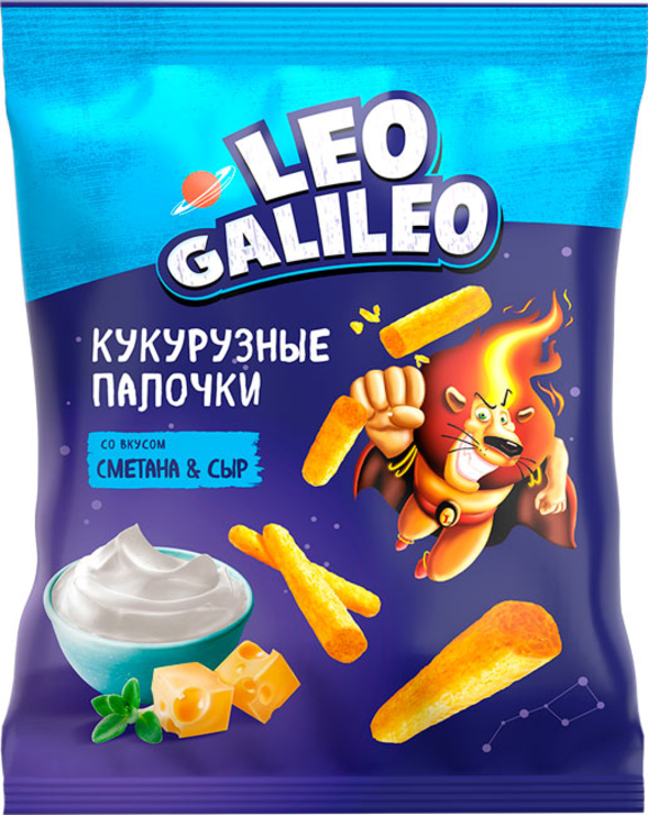 Кукурузные палочки со вкусом сметана & сыр «Leo Galileo», 45 г - купить ...