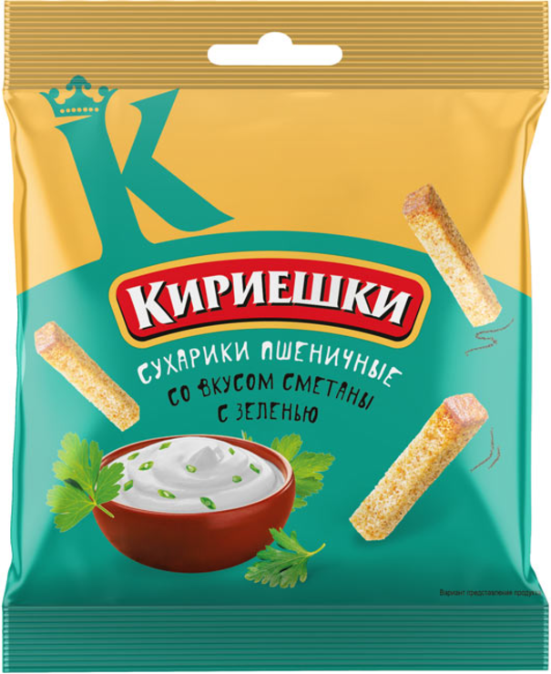 Сухарики со вкусом сметаны с зеленью «Кириешки», 40 г - купить по цене ...