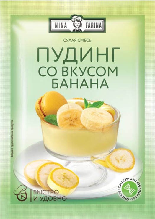 Смесь для десерта «Пудинг со вкусом банана» «Nina Farina», 35 г ...