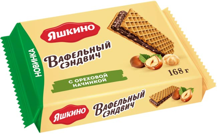 Вафельный сэндвич с ореховой начинкой «Яшкино», 168 г - купить по цене ...