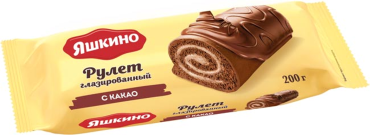 Рулет бисквитный с какао глазированный «Яшкино», 200 г - купить по цене ...