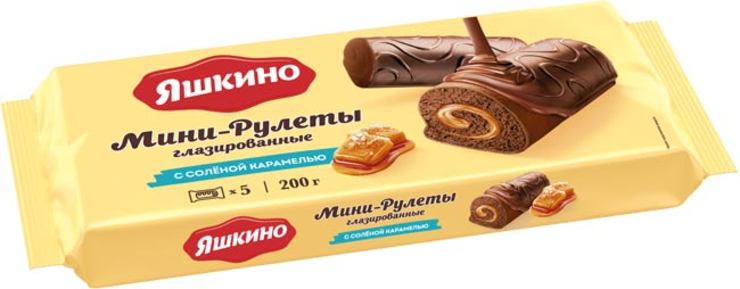 Мини-рулеты глазированные с солёной карамелью «Яшкино», 200 г - купить ...